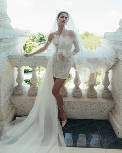 Mily sposa MHL269 con perline <span class=keywords><strong>in</strong></span> <span class=keywords><strong>pizzo</strong></span> Organza nastro breve sposa abito <span class=keywords><strong>da</strong></span> sposa per fodera sposa - Product Image 1
