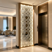 Paravent en verre éclairé par LED personnalisé, lampe de séparation autoportante en métal doré pour hôtel de luxe, hall, villa, restaurant