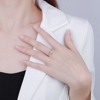Cincin Pertunangan Perak Murni 925 Wanita 1-3 Karat Berlian Moissanite Perhiasan Pesta Pernikahan Bergaya Sederhana Perhiasan Bagus