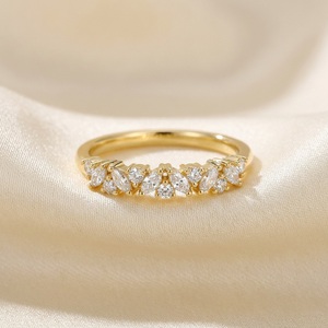 แหวนเพชรทรงมาร์คีส์สี D สังเคราะห์ยอดนิยม แหวนแต่งงานทองคำขาว 18K แบบสั่งทำสำหรับผู้หญิง แหวนสวยงาม แหวนเครื่องประดับชั้นดี - Product Image 1