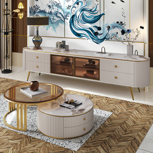 Meuble <span class=keywords><strong>TV</strong></span> en verre trempé du fabricant d'origine, combinaison salon, style moderne, luxe léger, plaque de roche extensible - Product Image 6