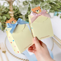 Boîte cadeau en carton pliable écologique et recyclable avec impression UV, motif ours en peluche coréen pour fête de nouveau-né