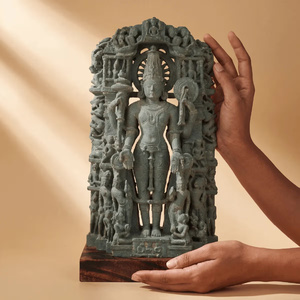 Escultura de Chaturbhuj Vishnu del siglo XII, réplica del Museo del Conservador Cósmico, pieza decorativa para santuario. - Product Image 3