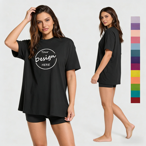 T-shirts amples personnalisés pour femmes, vente en gros, avec logo sur mesure, grandes tailles, en coton doux, t-shirts et hauts oversize pour femme - Product Image 1
