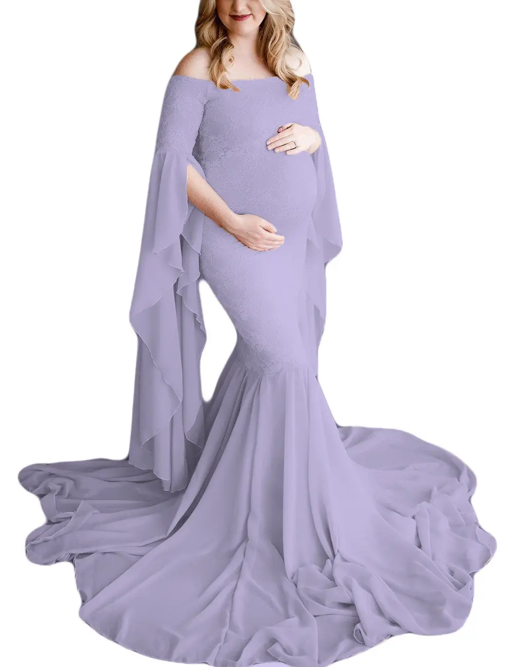 Europe America Pregnant Dress Lace Maternity Dress For Photoshoot