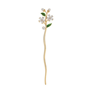 Lily Of The Valley Hairpin Gold Plated Copper Flowers For Hanfu Cheongsam Bridal Headwear - Product Image 4