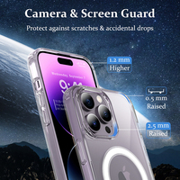 Coque de téléphone portable transparente en TPU+PC, design transparent, antichoc, magnétique, compatible avec la charge sans fil, pour iPhone 14, 13, 15 Pro Max, 12