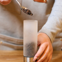 Ensemble de moulin à sel et à poivre en verre, moulin à épices de qualité supérieure, bouteille de 190 ml, ronde, carrée, transparente, vente en gros pour les restaurants