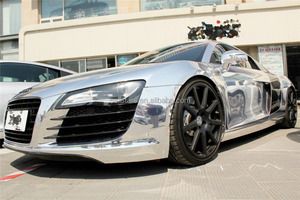 Flessibile argento cromato specchio <span class=keywords><strong>pellicola</strong></span> avvolgente in vinile <span class=keywords><strong>per</strong></span> auto adesivo aria libera bolla 1.52*18m - Product Image 2