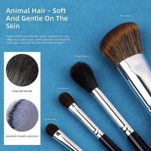 Pinceau de maquillage Black Series, poils d'animaux, manche en bois, poudre pour le visage, contour, application de fond de teint, outil cosmétique professionnel - Product Image 2