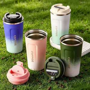 Tasse de voyage LED en gros avec affichage de température, en acier inoxydable 304, isotherme sous vide, anti-fuite, avec couvercle verrouillable, pour extérieur, logo personnalisé - Product Image 1
