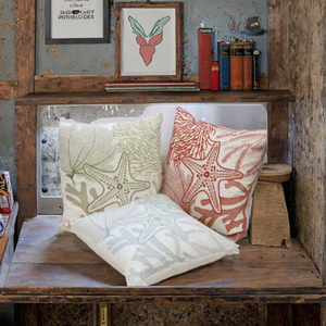 HY Ventes chaudes en gros, <span class=keywords><strong>housse</strong></span> <span class=keywords><strong>de</strong></span> coussin en toile <span class=keywords><strong>de</strong></span> polyester brodée <span class=keywords><strong>de</strong></span> corail et d'étoiles <span class=keywords><strong>de</strong></span> mer, coussin décoratif pour la maison, housses <span class=keywords><strong>de</strong></span> coussin pour canapé - Product Image 3