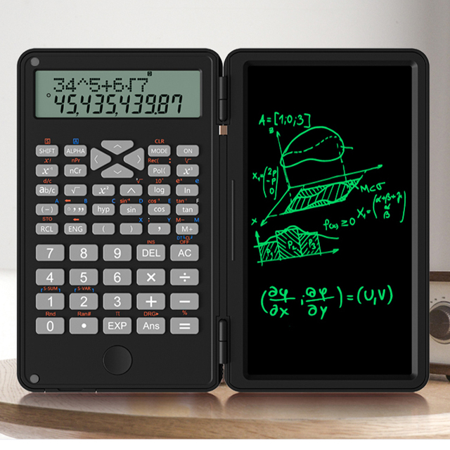 Foldable Desktop Electronic Board Drawing 12 Digit Display Scientific Calculator With Writing Pad