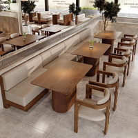 Meubles de café nordiques en bois massif, ensemble de table à manger en rotin durable, chaise de restauration rapide, banquette occidentale, siège de restaurant, canapé