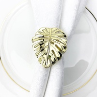 Anneau de serviette en feuille, or, argent, métal pour la fixation de table