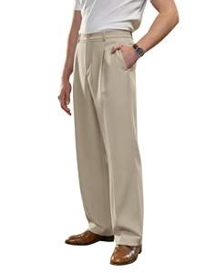 Pantalones de Vestir Casuales para Hombre, Plisados, Holgados, de Pierna Ancha, Corte Relajado, Pantalones con Cintura Expandible - Product Image 4