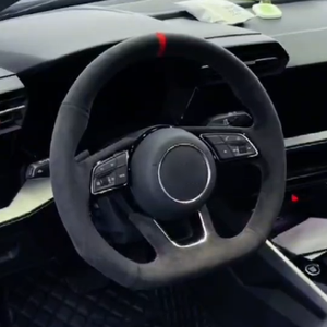 <span class=keywords><strong>Volante</strong></span> Personalizado con Botón de Encendido <span class=keywords><strong>S</strong></span>-<span class=keywords><strong>Line</strong></span> en Cuero Alcántara para <span class=keywords><strong>Audi</strong></span> R8 TTRS C6 C7 S7 S4 A4 B8 RS3 S5 B9 A6 C8 <span class=keywords><strong>A3</strong></span> RS7 RS6 Q7 - Product Image 2