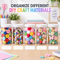 Contenants de rangement pour fournitures d'artisanat personnalisées, bocaux transparents en PET avec couvercles pour boutons, paillettes, pompons, breloques, organisation DIY, vente en gros