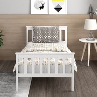 Lit simple moderne en bois de pin massif avec rangement, couleur personnalisable, meubles de chambre à coucher, prix bas