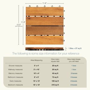 Alta Qualità 12 Pollici X 12 Pollici Piastrelle <span class=keywords><strong>per</strong></span> Pavimentazione Esterna in <span class=keywords><strong>Legno</strong></span> di Acacia Massiccio Resistenti alle Intemperie <span class=keywords><strong>per</strong></span> <span class=keywords><strong>Patio</strong></span> e <span class=keywords><strong>Giardino</strong></span> - Product Image 3