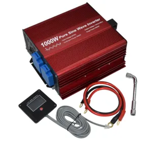 E-LION Puer Sine Wave Inverter 1000W Input DC 24 V output DC 110V 60Hz with dual sockets, USB and LCD remote