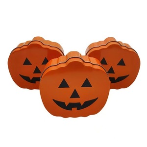 <strong>Easter</strong> Personalized Candy <strong>Gift</strong> Tin <strong>Box</strong>, Halloween Jack-o'-lantern-shaped Irregular Sock Tin <strong>Box</strong> - Product Image 2