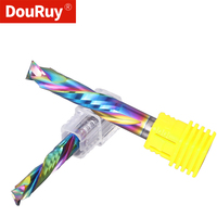 Fraise à bois en carbure revêtu DouRuy pour routeur CNC, 2 flûtes, compression haut-bas, fraise à bois