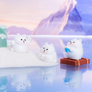 Orsetto di peluche bianco per giochi sulla neve Weij Landscape, accessori decorativi fai-da-te per paesaggi ghiacciati, mini albero - Product Image 2