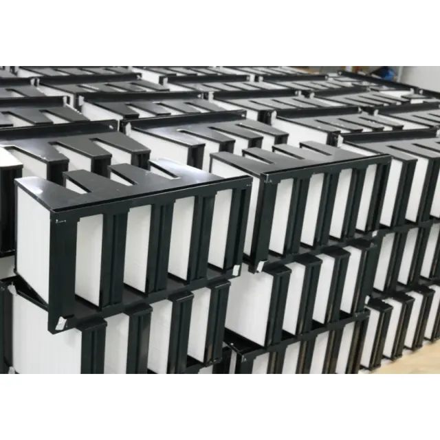 Mini tipo plissado industrial caixa HVAC sistema filtro V-purificador do ar do filtro do banco HEPA