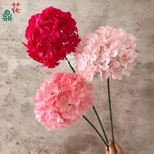 Flor de Hortensia de Seda, 90 Pétalos por Tallo, Forma de Piruleta, Decoración para Bodas, Arreglos de Pared, Uso en Banquetes, Estilo Moderno Hecho a Mano - Product Image 3