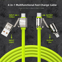 Chargeur USB 4 en 1 à charge rapide 240W, double type C PD, haute qualité, 1M 2M, avec câble, chargeur pour iPhone