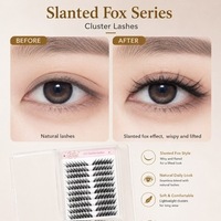 Extensions de cils en grappe effet œil de renard incliné, style œil de chat, vaporeux et pointus, pour pose DIY, marque privée, vente en gros