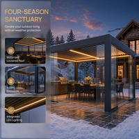 Pergola motorisée écologique en aluminium thermolaqué avec ventilation réglable pour balcon, terrasse, abri extérieur toutes saisons