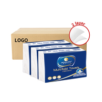 Serviette en papier à deux plis en pâte de bois vierge, pliée en Z, pour distributeur de salle de bain, OEM ODM