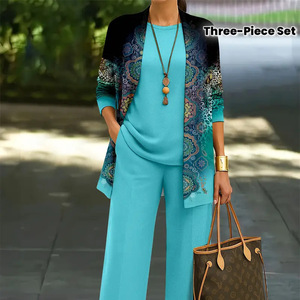 Women's 3 Piece Set <b>Red</b> Floral Top Vest Pants Casual <b>Suit</b> SMLXL2XL3XL4XL5XL Europe America Middle East Style - Product Image 4