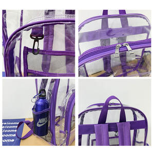 Sac à dos pour femmes en PVC transparent sur mesure, vente en gros d'usine 2025, sac à dos transparent en vinyle personnalisé pour l'école - Product Image 3