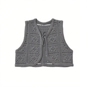 OEM Biểu Tượng Tùy Chỉnh Trắng Lụa/Bông Tay Crochet Chống-Đóng Cọc V Cổ Không Tay Của Phụ Nữ Áo Len Ngắn Cắt Cổ Điển Cardigan - Product Image 4