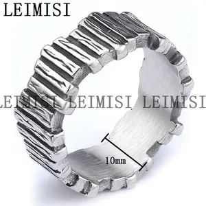 Polished Vintage Mens Stainless Steel Special Pattern Silver Dark Light Punk Biker Jewelry Joint Band Rings