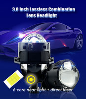 Projecteur Bi-LED XC011 3 pouces 6 cœurs 78W à faisceau laser direct, feux de croisement et de route universels pour la rénovation automobile