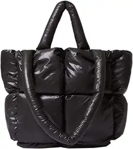 Searrco Company fashion waterproof extra large tote padded handbag ladies women puffer feather handbag