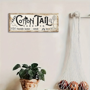 In stock American retro style Easter party wooden rectangular hanging sign creative decorative wall hanging doorplate - Product Image 5