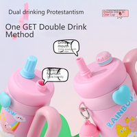 Nouvelle Bouteille d'eau isotherme portable en acier inoxydable avec logo personnalisé, Gobelet sous vide mignon pour enfants avec paille pour filles, Vente en gros