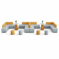 Ensemble de canapés modulaires en tissu de luxe pour hall d'école avec ottoman