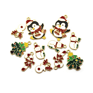 Dijes de pingüino navideños de aleación de zinc, colgante de dibujos animados para hacer joyas, collar, pulsera, llavero DIY - Product Image 1