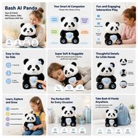 Panda en peluche ludique, compagnon câlin, parlant et attentif, avec LED à effet de respiration