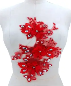 彩色3D蕾丝网布热钻刺绣贴花服装DIY配件表演服装摆件绣花