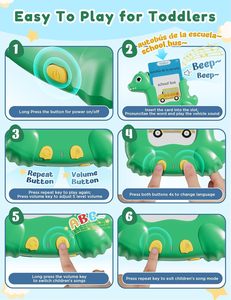 Tarjetas de Memoria con Forma de Dinosaurio <span class=keywords><strong>en</strong></span> Español e Inglés, 510 <span class=keywords><strong>Palabras</strong></span> Visuales, Juguete Educativo Bilingüe para Terapia del Habla y Autismo, Verde - Product Image 6