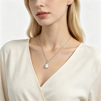 Collier pendentif délicat en argent S925 avec opale irisée, collier ovale en argent sterling 925 avec zircon et opale