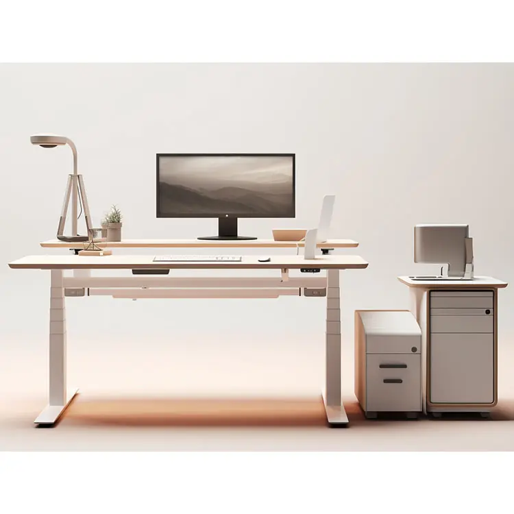 Mesa ergonômica ajustável de altura para escritório, mesa e cadeira com 2 motores, design de mesa de escritório ajustável em 3 estágios