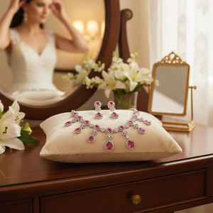 Ensemble de collier de diamants américains de créateur exquis Bijoux fins élégants parfaits pour les mariages et les célébrations - Product Image 3